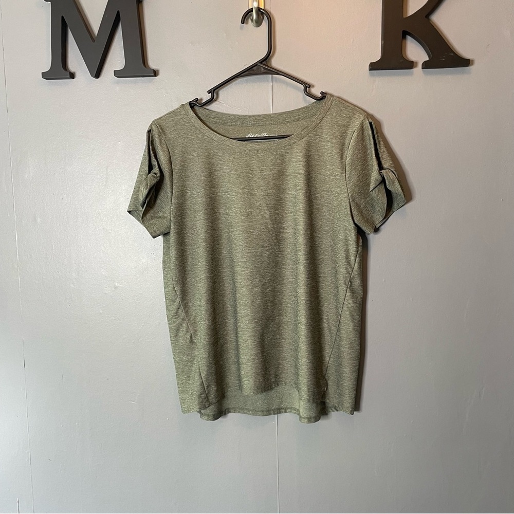 Eddie Bauer keyhole short sleeves Olive Green Women's Top size medium